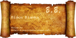 Biács Bianka névjegykártya